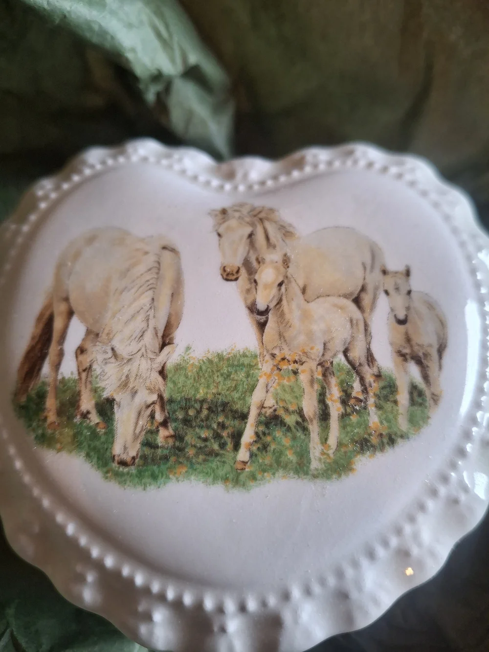 Decorative White Horse Carousel Hook & Ceramic Jewlery Box